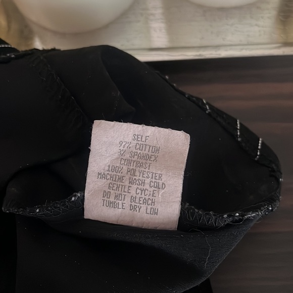 Stretchy pinstripe ruffle bustier-style top with faux corset hooks - Picture 7 of 7